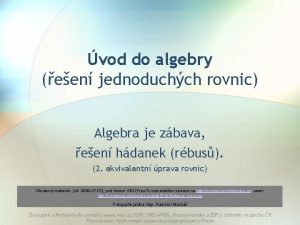 vod do algebry een jednoduchch rovnic Algebra je