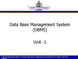 Data Base Management System DBMS Unit 1 Bharati