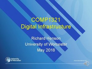 COMP 1321 Digital Infrastructure Richard Henson University of