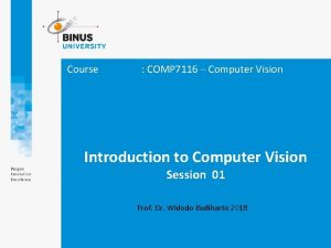 Course COMP 7116 Computer Vision Introduction to Computer