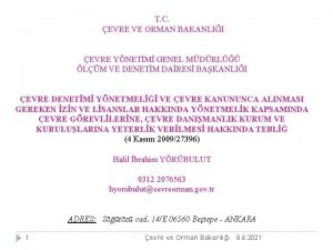 T C EVRE VE ORMAN BAKANLII EVRE YNETM