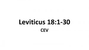 Leviticus 18 1 30 CEV Forbidden Sex 1