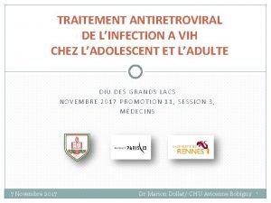 TRAITEMENT ANTIRETROVIRAL DE LINFECTION A VIH CHEZ LADOLESCENT