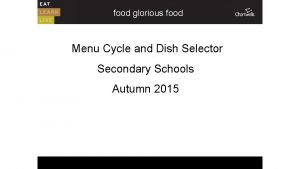 food glorious food Menu Cycle and Dish Selector