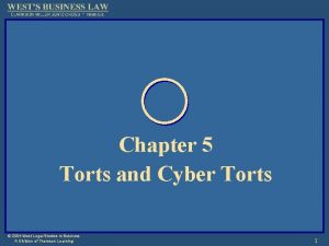 Chapter 5 Torts and Cyber Torts 2004 West