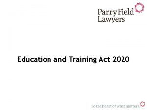 Education and training act 2020