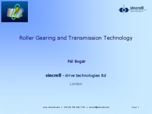 Roller Gearing and Transmission Technology Pl Bogr sincroll