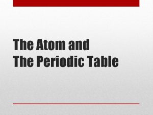 The Atom and The Periodic Table James Chadwick