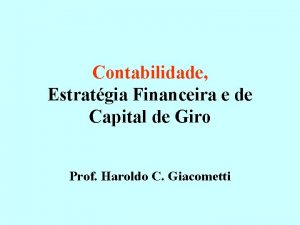 Contabilidade Estratgia Financeira e de Capital de Giro