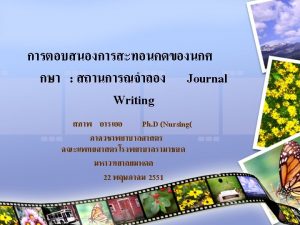 Journal Writing Structured reflective journal entries include Identification