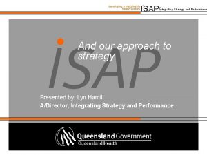 developing a sustainable health system ISAP Integrating Strategy