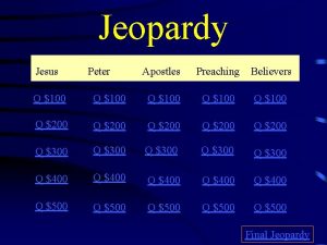 Jeopardy Jesus Peter Apostles Preaching Believers Q 100