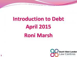 Introduction to Debt April 2015 Roni Marsh 1