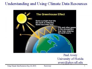 Understanding and Using Climate Data Resources Paul Avery