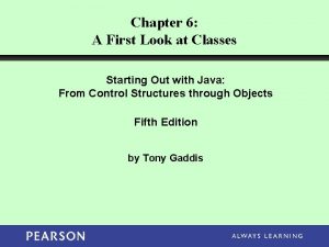 Chapter 6 A First Look at Classes Starting