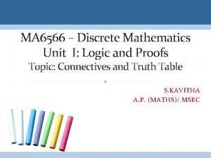 MA 6566 Discrete Mathematics Unit I Logic and