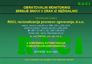 OBRATOVALNI MONITORING EMISIJE SNOVI V ZRAK IZ SEIGALNIC