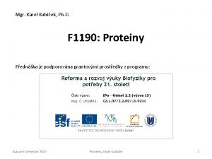 Mgr Karel Kubek Ph D F 1190 Proteiny