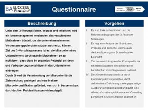 Questionnaire Beschreibung Unter dem 3 iKonzept Ideen Impulse