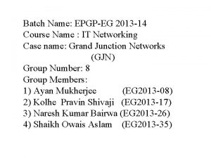 Batch Name EPGPEG 2013 14 Course Name IT