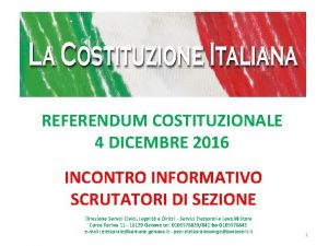 REFERENDUM COSTITUZIONALE 4 DICEMBRE 2016 INCONTRO INFORMATIVO SCRUTATORI