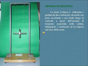 PENDOLO DI MAXWELL La ruota volano trattenuta e