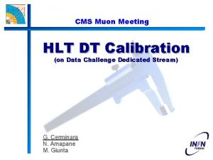 CMS Muon Meeting HLT DT Calibration on Data