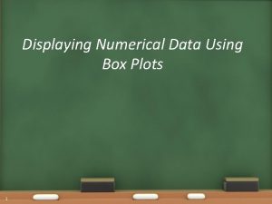 Displaying Numerical Data Using Box Plots 1 Warm