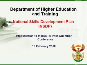 Department of Higher Education and Training National Skills