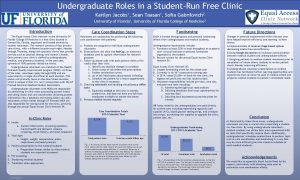 Undergraduate Roles in a StudentRun Free Clinic Kaitlyn