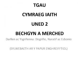 TGAU CYMRAEG IAITH UNED 2 BECHGYN A MERCHED