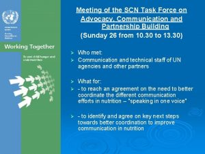 Meeting of the SCN Task Force on Advocacy