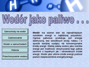 Samochody na wodr Zastosowanie Wodr w samochodach Historia