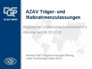 AZAV Trger und Manahmenzulassungen Bayerischer Volkshochschulverband e V