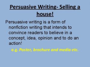 Persuasive speech on buying a house