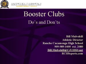 Booster Clubs Dos and Donts Bill Mulvehill Athletic