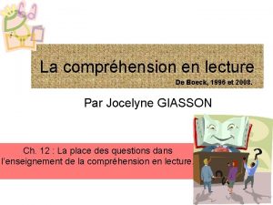 La comprhension en lecture De Boeck 1996 et