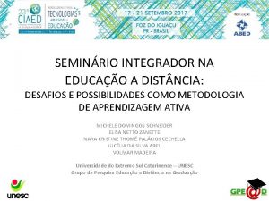 SEMINRIO INTEGRADOR NA EDUCAO A DIST NCIA DESAFIOS