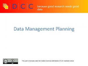 because good research needs good data Data Management