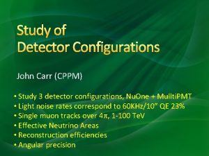 Study of Detector Configurations John Carr CPPM Study