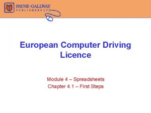 European Computer Driving Licence Module 4 Spreadsheets Chapter