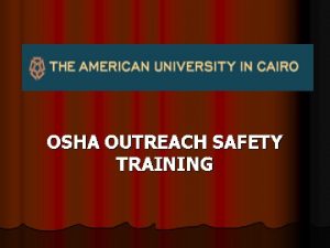 OSHA Outreach Safety Training General Industry Safety Standards