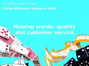 GCSE Business Studies Friday Afternoon Resource Pack Missing