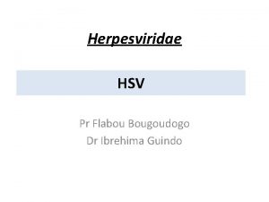 Herpesviridae HSV Pr Flabou Bougoudogo Dr Ibrehima Guindo