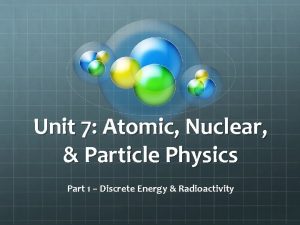 Unit 7 Atomic Nuclear Particle Physics Part 1