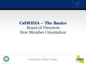 Cal MHSA The Basics Board of Directors New