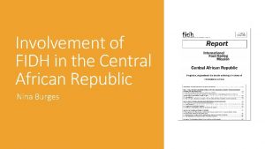 Involvement of FIDH in the Central African Republic