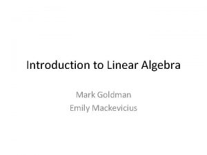 Introduction to Linear Algebra Mark Goldman Emily Mackevicius