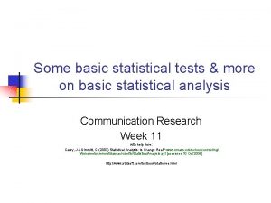 Some basic statistical tests more on basic statistical