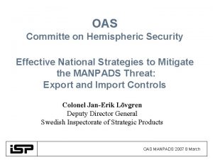 OAS Committe on Hemispheric Security Effective National Strategies